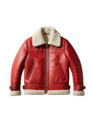 Aviator Shearling Red Leather Jacket