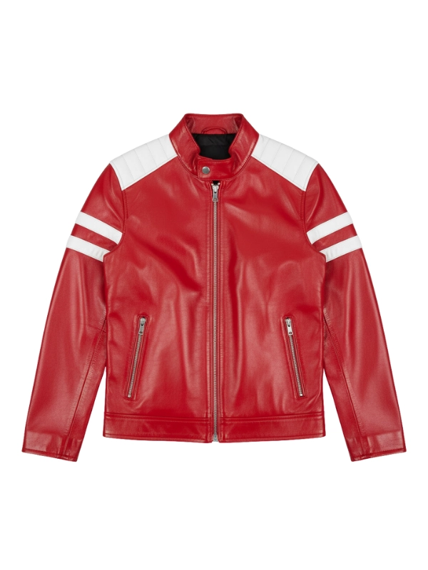 Classic Red Leather Motorcycle Jacket