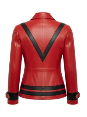 Classic Red Leather V Stripe Jacket