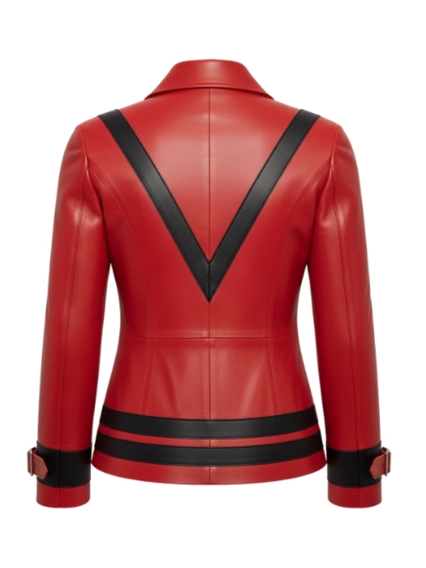 Classic Red Leather V Stripe Jacket