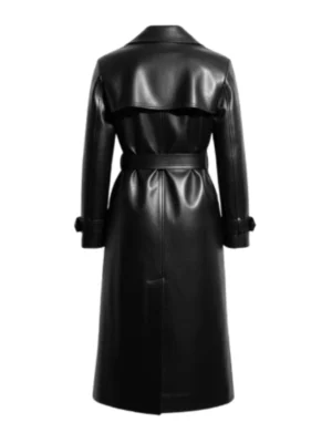 Elegant Black Leather Trench Coat