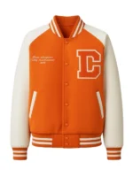 Men Orange Wool Varsity Jacket