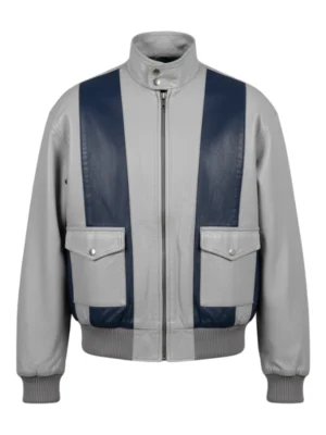 Vintage Grey Retro Bomber Jacket