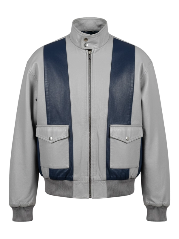 Vintage Grey Retro Bomber Jacket