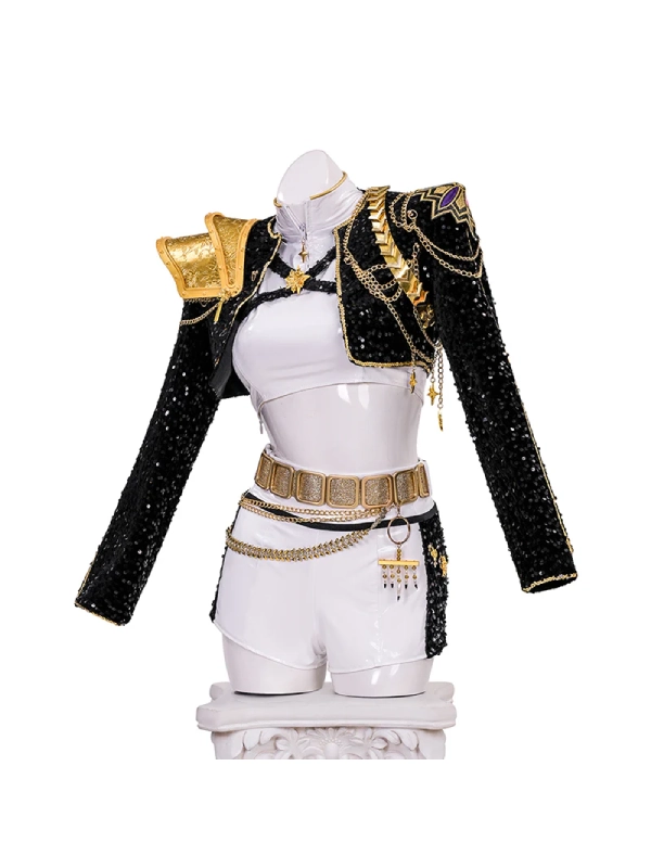 Demon Hunters Rumi Golden Black Dance Outfit Cosplay Costume