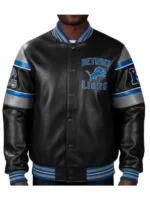 Detroit Lions Black Leather Jacket