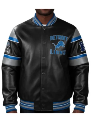 Detroit Lions Black Leather Jacket